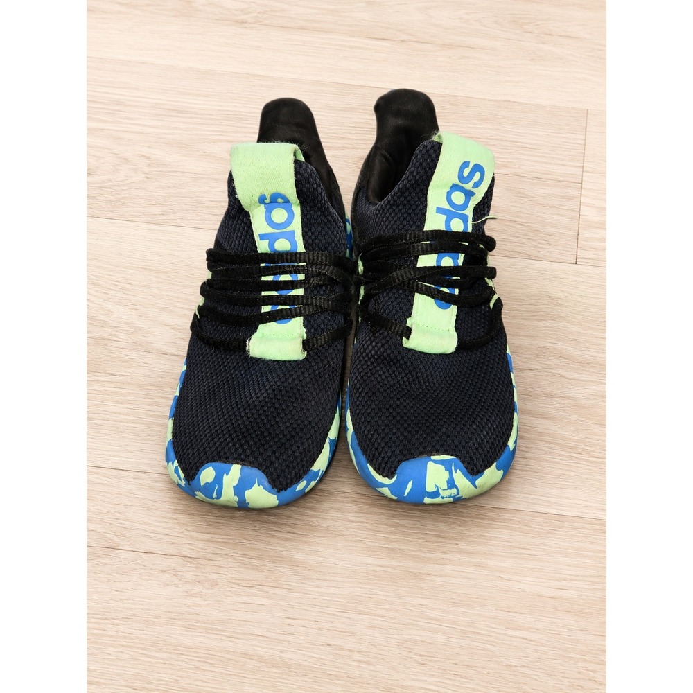 Adidas Lite Racer Adapt 7.0 Slip On Shoes Kids Size 3 Black Blue Green Cloudfoam